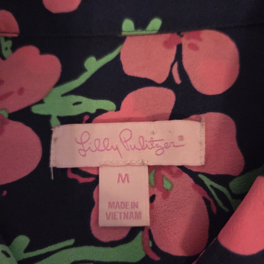 Lilly Pulitzer Kapri Floral Button Down Blouse Size M - Picture 5 of 7